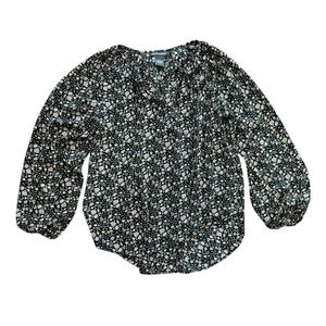 Chelsea & Theodore Black Floral Peasant Blouse S